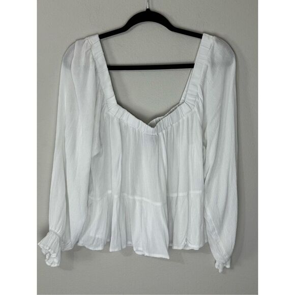 ASOS Square Neck Crinkle Smock Ivory White Smock‎ Top Size 10 - Picture 4 of 9